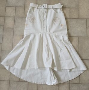 Andreeva Elegant White Skirt with Floral Embroidery